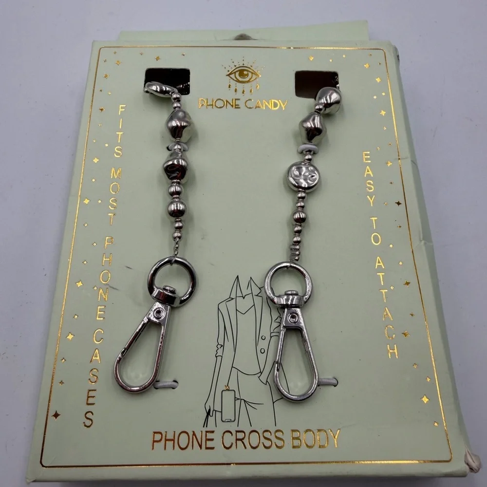 Silver Beaded Crossbody Phone Strap